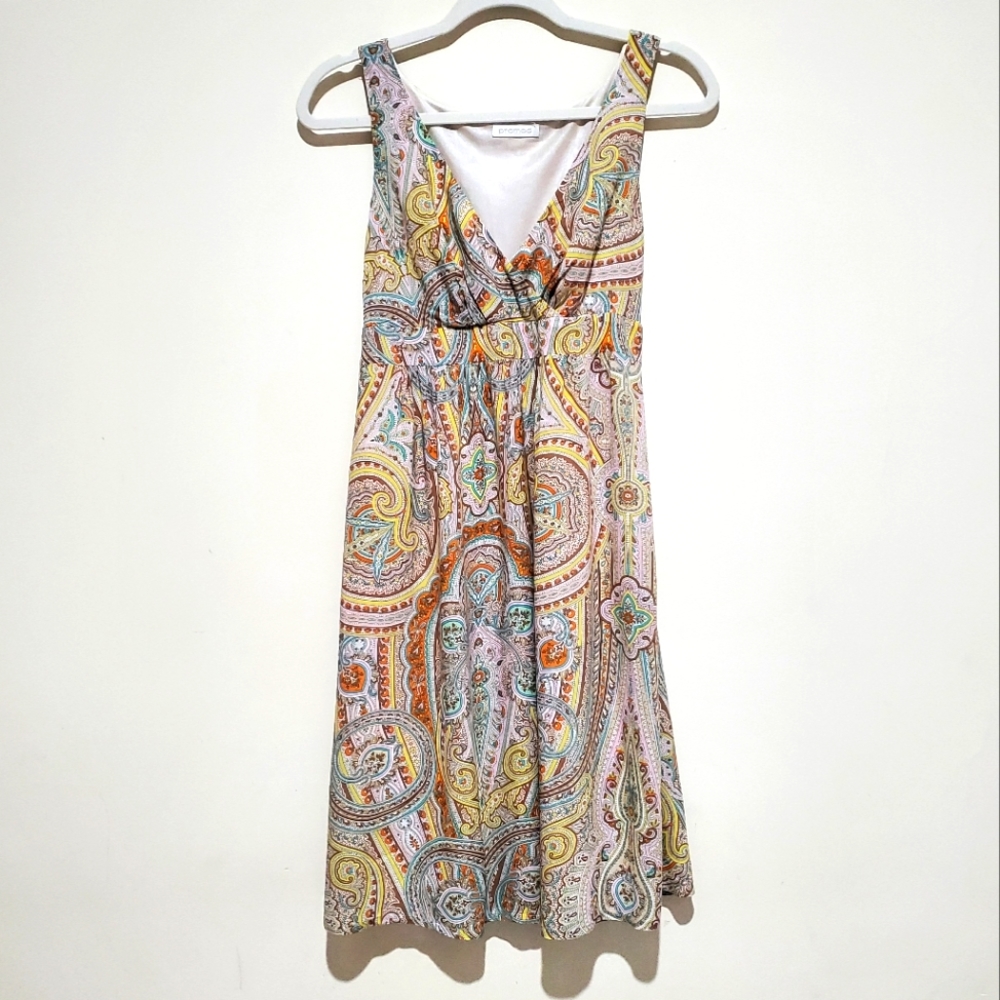 Promod Paisley V-neck Dress Size S